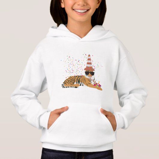 Tiger Partying - Tiere mit Party Hoodie (Vorderseite)