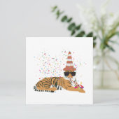 Tiger Partying - Tiere mit Party Karte (Stehend Vorderseite)
