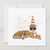 Tiger Partying - Tiere mit Party Karte (Vorderseite)
