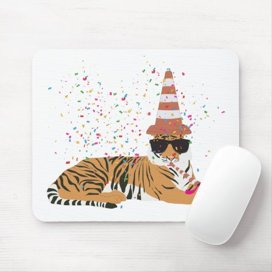 Tiger Partying - Tiere mit Party Mousepad (Mit Mouse)