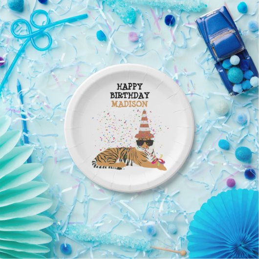 Tiger Partying - Tiere mit Party Pappteller (Party)