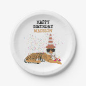 Tiger Partying - Tiere mit Party Pappteller (Vorderseite)