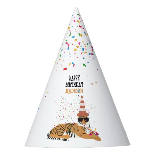 Tiger Partying - Tiere mit Party Partyhütchen (Vorderseite)