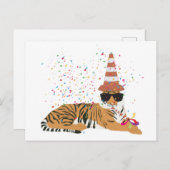 Tiger Partying - Tiere mit Party Postkarte (Vorne/Hinten)