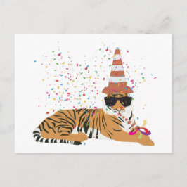 Tiger Partying - Tiere mit Party Postkarte