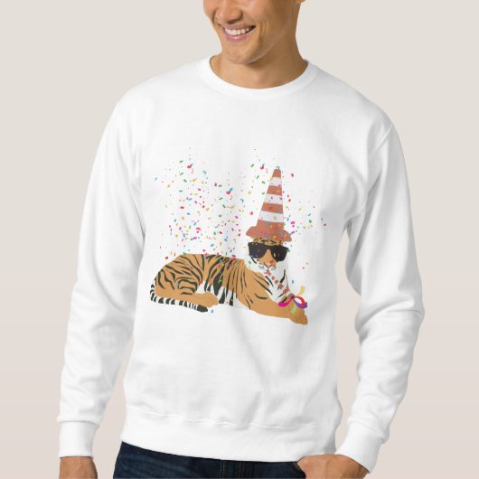 Tiger Partying - Tiere mit Party Sweatshirt (Vorderseite)