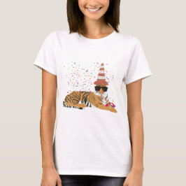 Tiger Partying - Tiere mit Party T-Shirt