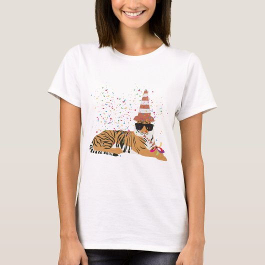 Tiger Partying - Tiere mit Party T-Shirt (Vorderseite)