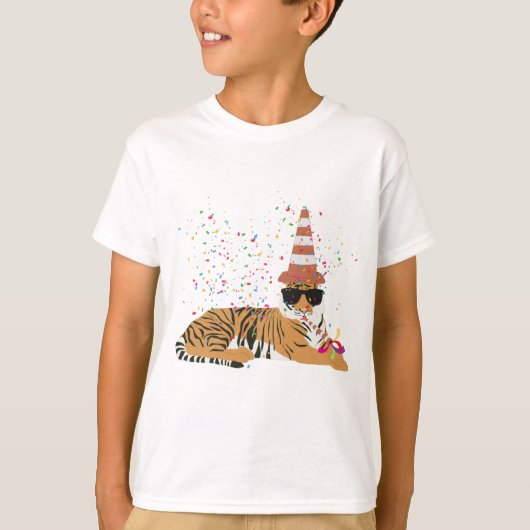 Tiger Partying - Tiere mit Party T-Shirt (Vorderseite)