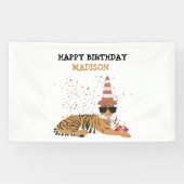 Tiger Partying - Tiere mit Party zum Geburtstag Banner (Horizontal)