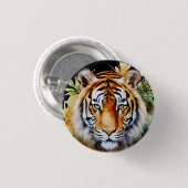 Tiger Pastel Blume Safari Watercolor Savannah Button (Vorne & Hinten)