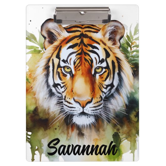 Tiger Pastel Blume Safari Watercolor Savannah Klemmbrett (Vorderseite)