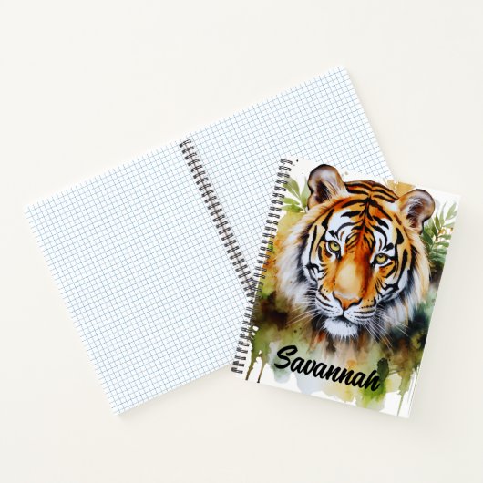 Tiger Pastel Blume Safari Watercolor Savannah Notizblock (Innenseite)