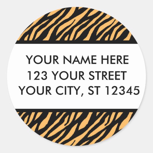 Tiger Pattern Address Labels Runder Aufkleber (Vorderseite)