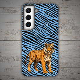 Tiger Pattern in Light Blue with Tiger Samsung Galaxy Hülle