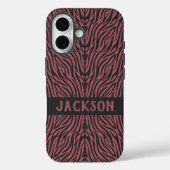 Tiger Pattern in Red and Gray with Name Case-Mate iPhone Hülle (Rückseite)