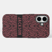 Tiger Pattern in Red and Gray with Name Case-Mate iPhone Hülle (Rückseite (Horizontal))