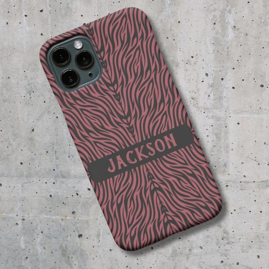 Tiger Pattern in Red and Gray with Name Case-Mate iPhone Hülle
