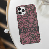 Tiger Pattern in Red and Gray with Name iPhone 16 Hülle