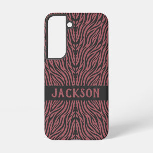 Tiger Pattern in Red and Gray with Name Samsung Galaxy Hülle