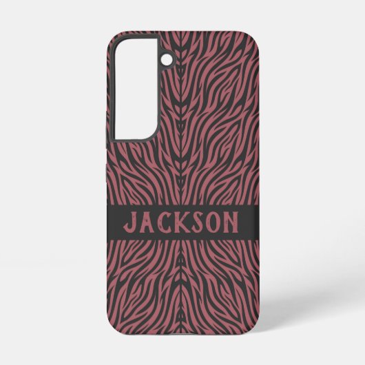 Tiger Pattern in Red and Gray with Name Samsung Galaxy Hülle (Rückseite)