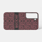 Tiger Pattern in Red and Gray with Name Samsung Galaxy Hülle (Rückseite (Horizontal))