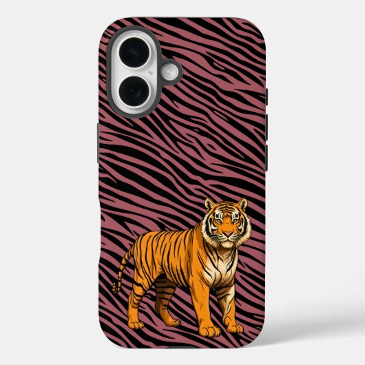 Tiger Pattern in Red with Tiger Case-Mate iPhone Hülle (Rückseite)