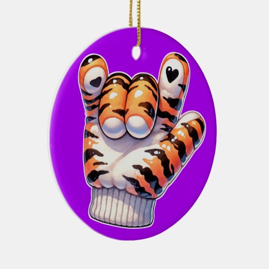 Tiger Paw ASL I LIEBE SIE - SEHEN SIE ZURÜCK! Keramik Ornament (Rechts)
