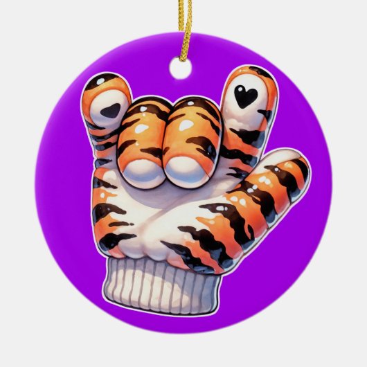Tiger Paw ASL I LIEBE SIE - SEHEN SIE ZURÜCK! Keramik Ornament (Vorne)