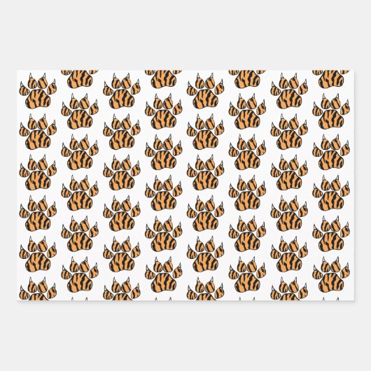 Tiger Paw Print Custom Geschenkpapier Set (Vorderseite 3)