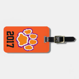 Tiger Paw Print Luggage Tag mit Text auf der Rücks Gepäckanhänger