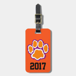 Tiger Paw Print Luggage Tag mit Text auf der Rücks Gepäckanhänger