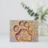 Tiger Paw Print Postcard Postkarte (Stehend Vorderseite)