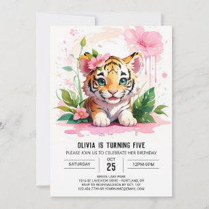 Tiger Paws and Whiskers Birthday Einladung