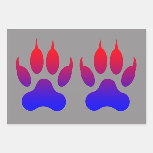 Tiger Paws Wrapping Paper Geschenkpapier Set (Vorderseite)