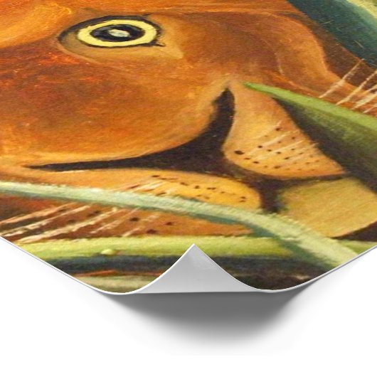 Tiger Peeking von Henri Rousseau aus Gras heraus Poster (Ecke)