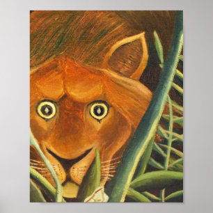 Tiger Peeking von Henri Rousseau aus Gras heraus Poster