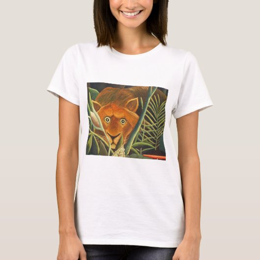 Tiger Peeking von Henri Rousseau aus Gras heraus T-Shirt (Vorderseite)