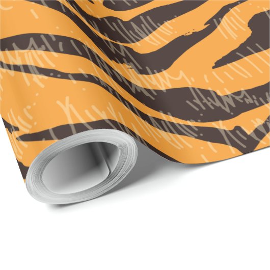Tiger-Pelz, Tigerhaut, tierische Hautmuster Geschenkpapier (Rolleneckpunkt)