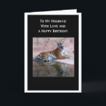 Tiger Personalisiert Husband Birthday Karte<br><div class="desc">Grußkarte Tiger Ehemann Geburtstagskarte. Passen Sie diese Geburtstagskarte mit jedem beliebigen Text an und lassen Sie sie dann ausdrucken und an Sie senden oder laden Sie sie sofort auf Ihr Mobiltelefon herunter. Wenn Sie Hilfe bei der Anpassung benötigen, kontaktieren Sie uns über den Link auf dieser Seite. Wildlife-Fotografie personalisierter Ehemann...</div>