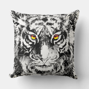 Tiger Pillow Tiger Zeichnend Schwarzweiß Kissen