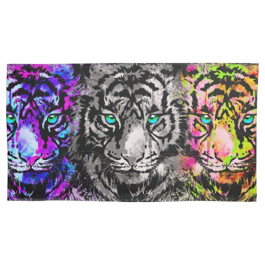 Tiger Pillowcase - 3 Coole Tiger Heads Kissenbezug (Vorderseite)