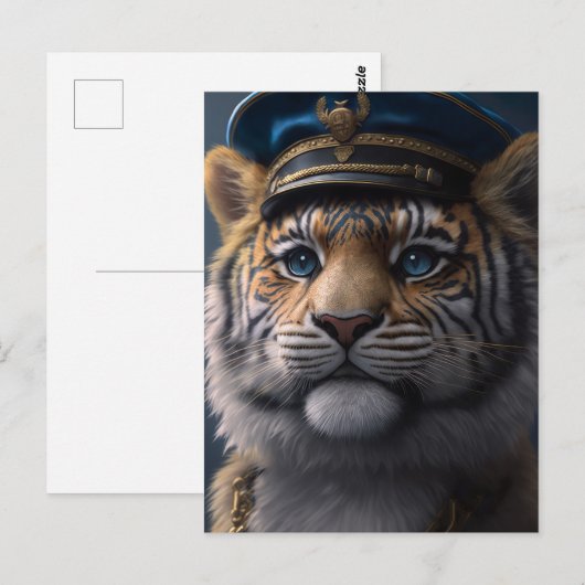 Tiger Pilot Captain Postkarte (Vorne/Hinten)