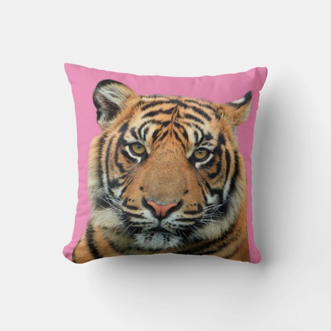 TIGER PINK ORANGE THROW PILLOW KISSEN (Vorderseite)