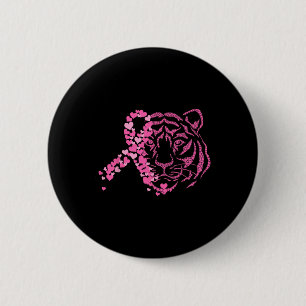 Tiger Pink Ribbon Brustkrebs Bewusstsein Tier W Button