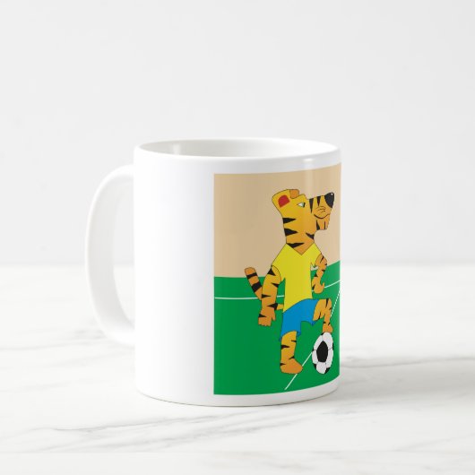 Tiger Playing Soccer Kaffeetasse (Vorderseite Links)