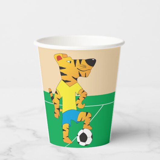 Tiger Playing Soccer Pappbecher (Vorderseite)
