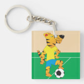 Tiger Playing Soccer Schlüsselanhänger (Vorderseite)