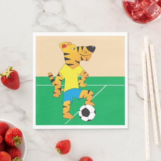 Tiger Playing Soccer Serviette (Beispiel)