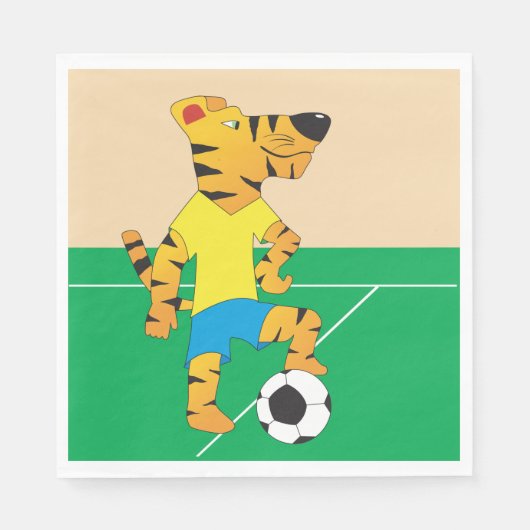 Tiger Playing Soccer Serviette (Vorderseite)